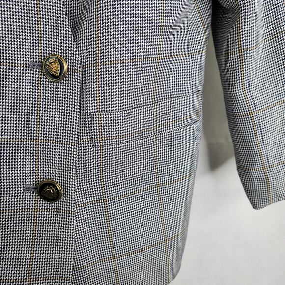 Vintage Stirling Cooper Glen Plaid Blazer Women's 10 Petite Gray Double Breasted - Picture 8 of 12